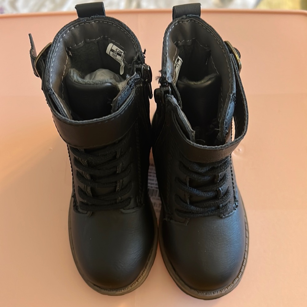 Carters toddler black leather boots